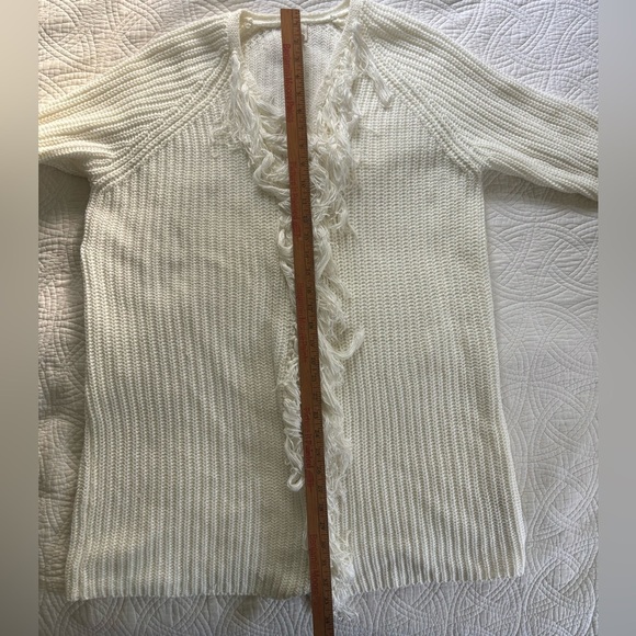 Western Boho bohemian 70s White Fringe Cardigan Sweater Chicos Size 16 (3) - Picture 9 of 11